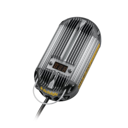 Dedolight DC dimmable ballast for DLED3-BI TURBO LED bicolor light heads to use with batteries. Input 11 - 18V DC. 
DDCC cable or DLPS12-60 AC power supply required