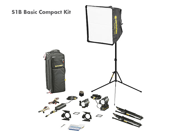 Dedolight Basic 'Compact' kit, 2 x 24 V / 150 W (DLH4/DLHM4-300E), 1 x DLH1000S-E, 1 x DT24-1E (230 V AC, European cable)