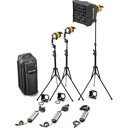 Dedolight 3 Light DLED Kit - BICOLOR (BASIC) - 3x DLED4-BI with soft box and accessoriesAC only (90-264  V AC, European cable), comes with DSC1/1-200 soft case